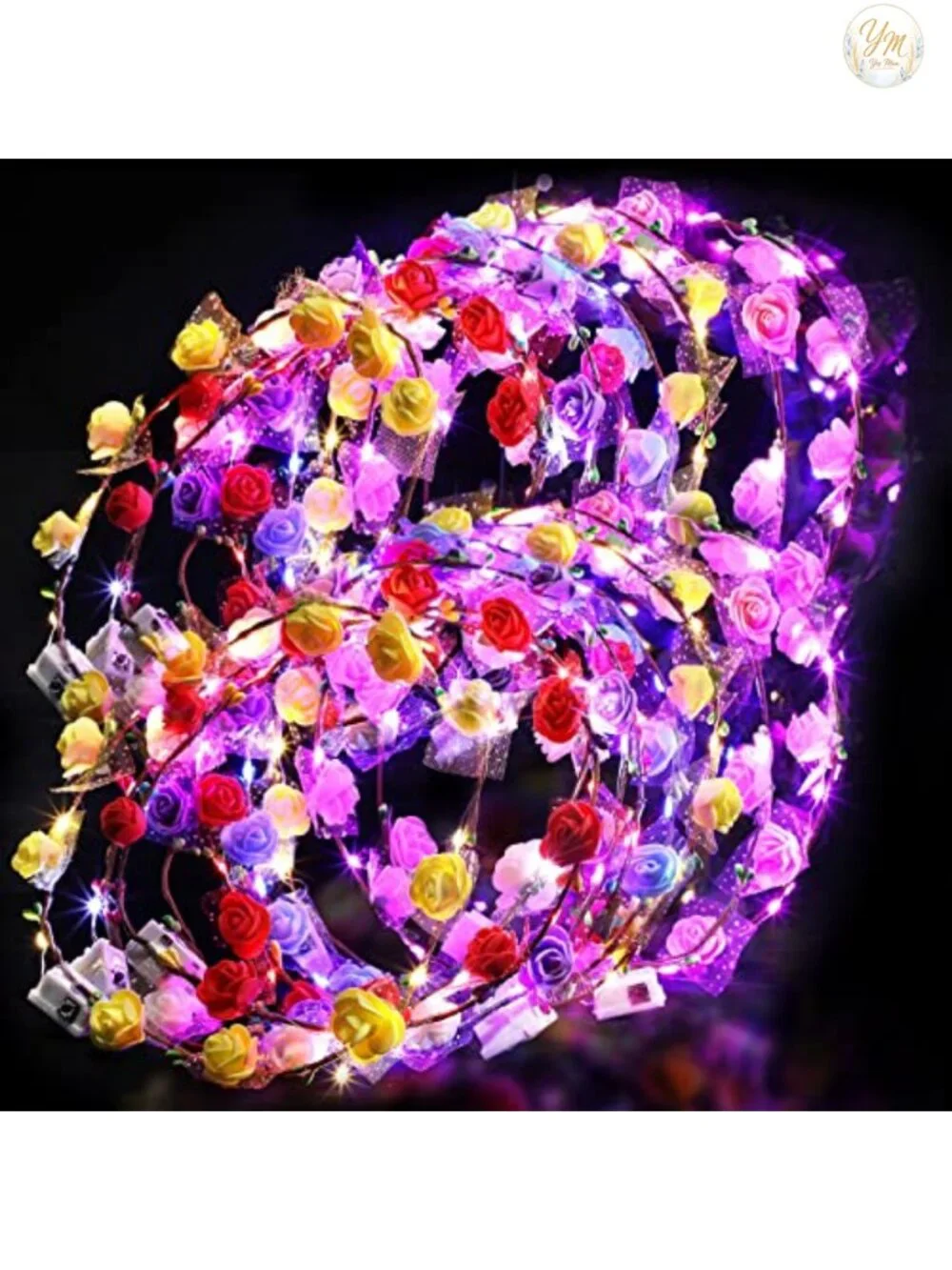 50 LED Flower Crowns Light Up Headbands Hair Accessories for Women Cosplay